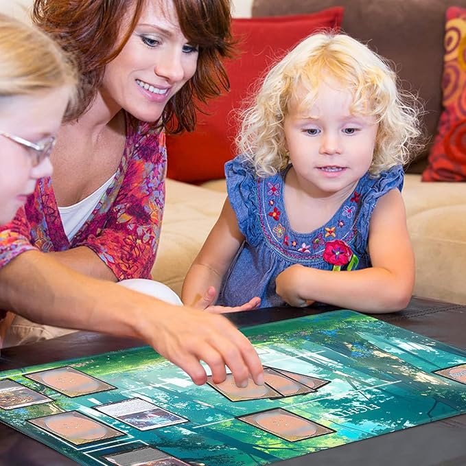 Playmat with Zones for MTG Card Game Playing, 24"x14" Commander Deck Gaming Desk Duel Mat for Beginner, Anime Woodland Forest