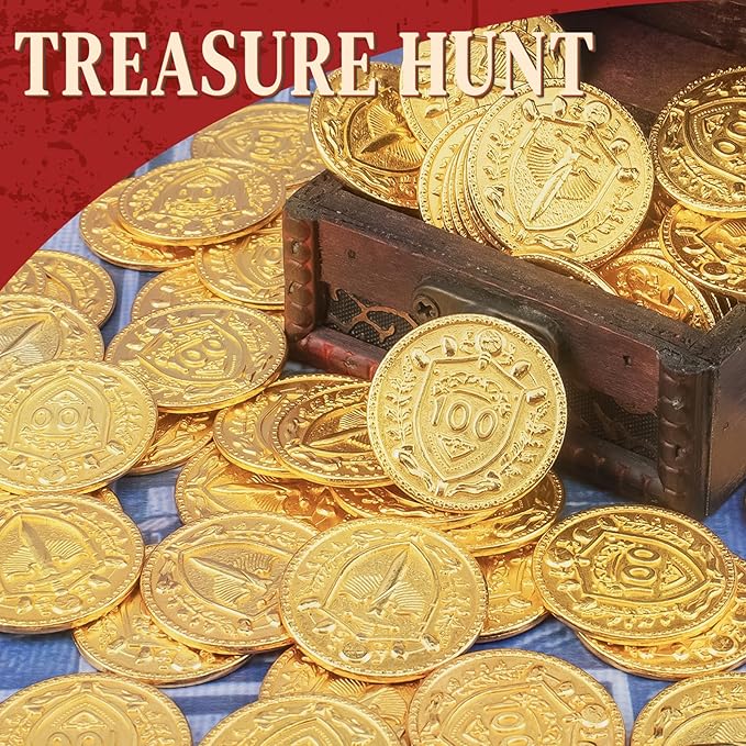 Byhoo 30PCS Metal DND Coins, 1.2" Gold Tokens with 100 Face Value for Board Game and Tabletop RPG, Fantasy Metal Coins for Pathfinder,Pirate Game and Party Cosplay