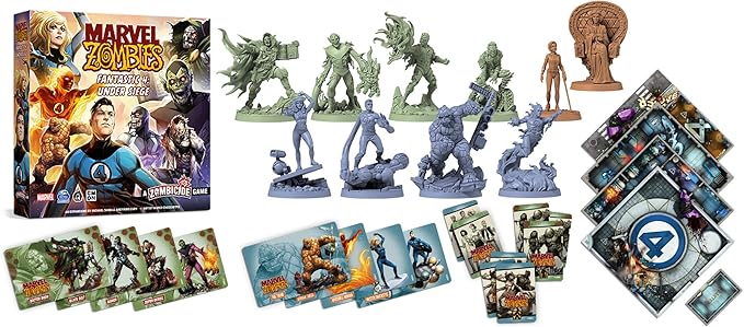Marvel Zombies: A Zombicide Game - Fantastic 4: Under Siege - Defend or Corrupt Marvel's First Family in the Apocalypse! Cooperative Strategy Game, Ages 14+, 1-6 Players, 90 Min Playtime, Made by CMON
