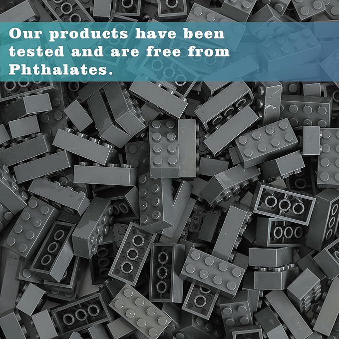 500 Piece Classic Building Bricks and 1 Gray Baseplate, 2x4 Bricks Bulk Creative Building Toys, Blocks Bulk for Kids Ages 6+, Dark Gray