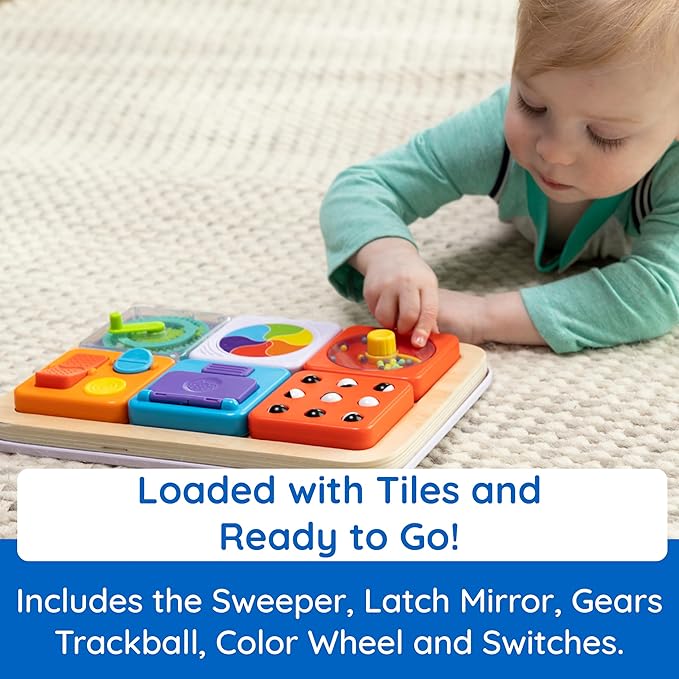 Fat Brain Toys PlayTab Essentials, Modular Sensory Activity Board for Babies and Toddlers Ages 12 Months+