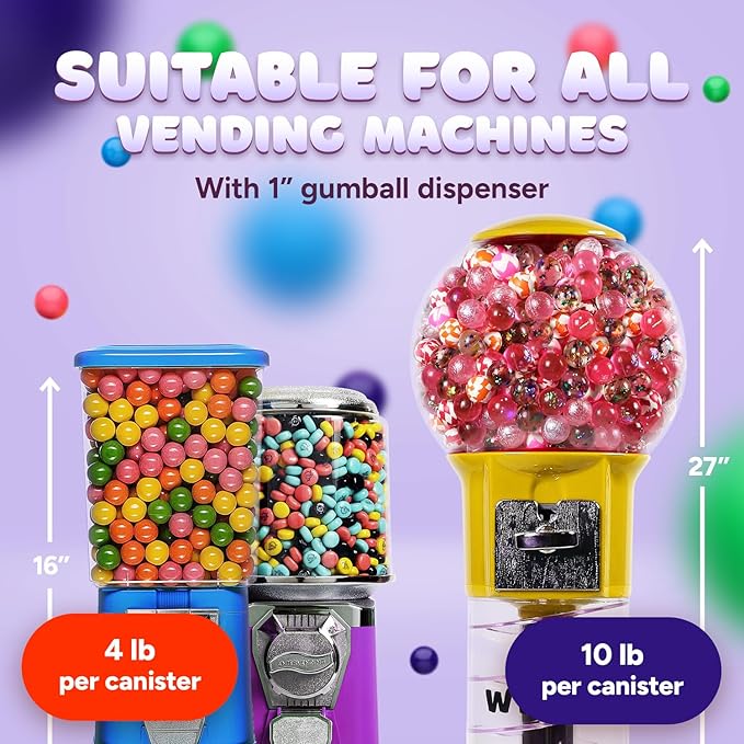 Gumballs for Gumball Machine - 1 Inch Large Gumballs - Assorted Fruit Flavored Bubble Gum for Kids - Sweet Gum Balls in Bulk 3.8 Lb