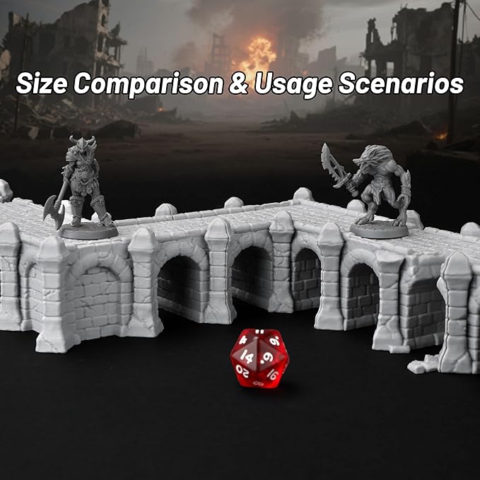 AF687 Broken Viaduct – DND Terrain for Dungeon Masters, 28PCS RPG Starter Set with Modular Bridge Ruins, Perfect Beginner Bundle for TTRPG and Tabletop Campaigns - Role Playing Buildings