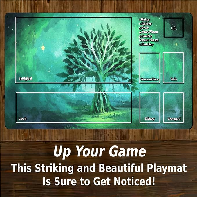 AI Painting TCG Playmat - MTG Trading Card Game Mat with Zone, 24x14 Inches Original Playmats, Smooth Surface for Rubber Collection - Dark Swamp Design 411-062