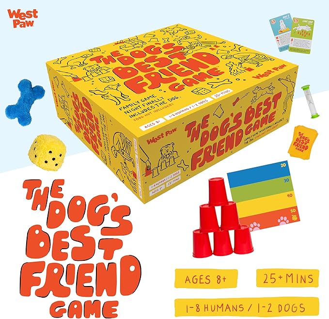 WEST PAW Dog's Best Friend Game™ - Fun Family Game for Kids & Adults - Board, Challenge, & Dog Training Tip Cards Encourage Connection & Positive Reinforcement - Fun Games That Include Your Dog