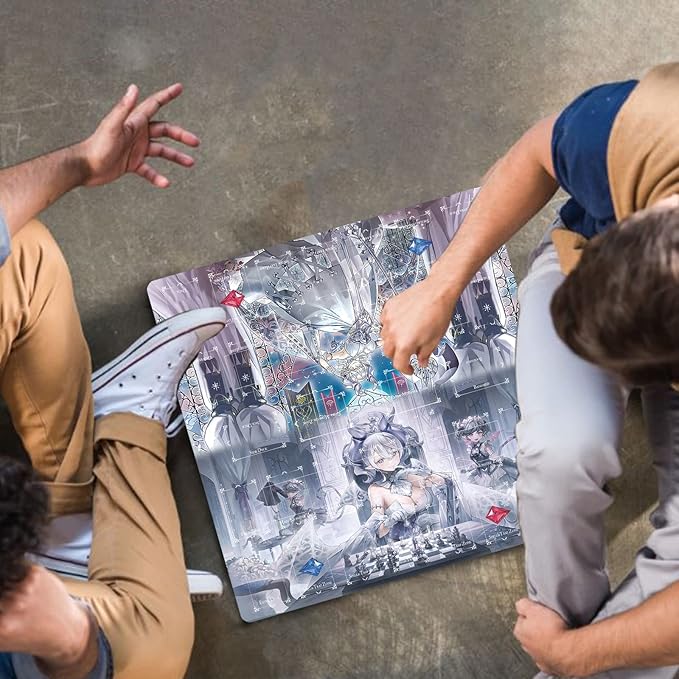 Card Rubber Mat - 2 Player, Square playmat for Gamer 60x60cm/23.6x23.6inch