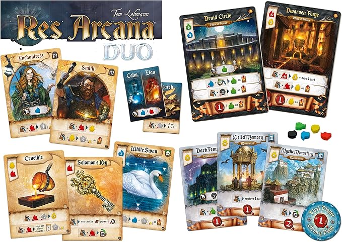 Res Arcana Duo Board Game - Strategic Two-Player Duel! Expandable Game System, Fantasy Adventure Game for Kids & Adults, Ages 14+, 2 Players, 20 Min Playtime, Made by Sand Castle Games