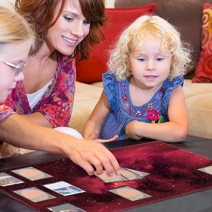 Card Playmat 24" x 14" Game Mat for MTG/TCG Cards, Trading Card Game Stitched Play Mats Original Duel Mat Gaming Competition Pad Board Games Card Binder, Galaxy Red Mana