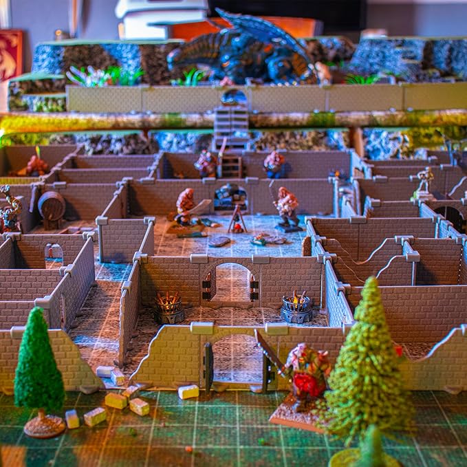 Knight Dungeon Set - Mini Dungeon Castle Cavern DND Terrain for Tabletop RPGs, Dungeons & Dragons, Pathfinder, War Gaming, and More! by DCD (200+pcs, 7sqft, 32rooms)