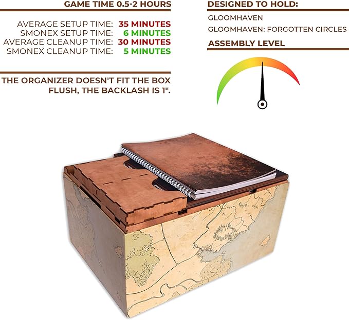 SMONEX Wooden Organizer and Four Player Boards Compatible with Gloomhaven Board Game - Box Suitable for Storage All Gloomhaven Expansions - Insert and Storage