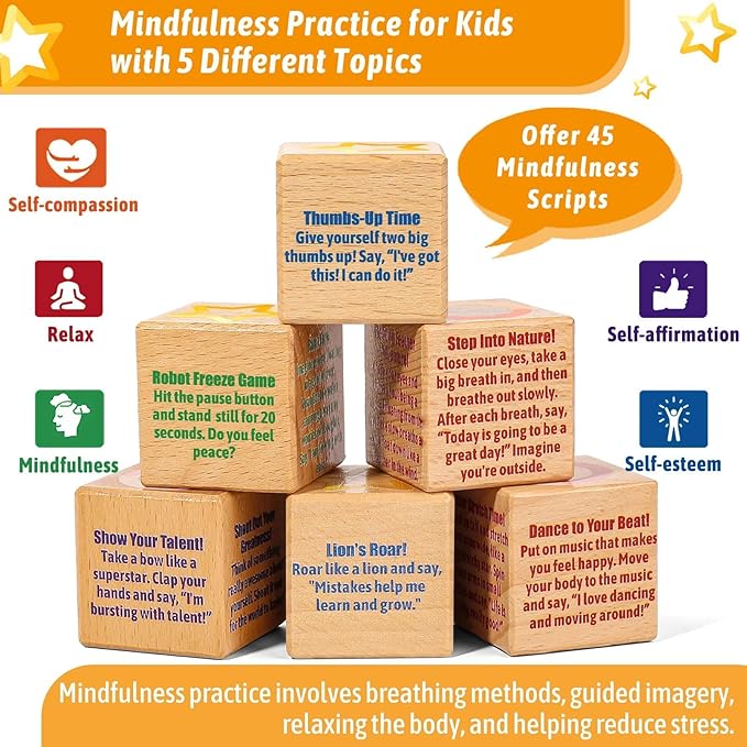 Garybank Calm Down Corner Game for Kids - Tic Tac Toe with 20 Breathing Exercises Cards for Anxiety Relief, Mindfulness Cards Game for Kids, Calming Corner Supplies for Children Positive Affirmation