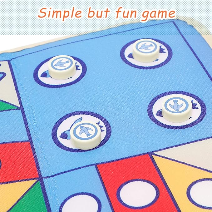 NUOBESTY Flying Chess Carpet Mat Rug Kids Crawling Cushion Blanket Family Party Board Game with Plastic Chess Pieces for Parent-Child Game 90 x 90cm (Random Color)