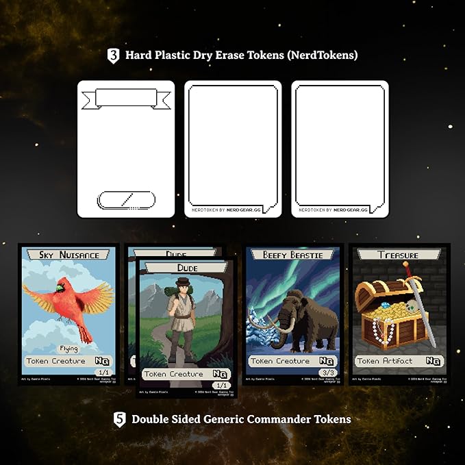 Nerd Gear Commander Essentials Kit - Ultimate Accessory for MTG Commander EDH - MTG Command Zone Tray - Health Counter - Spin Down Dice - Dry Erase Tokens (Ancient Bronze)