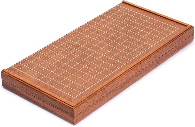 Yellow Mountain Imports Rosewood 1-Inch Folding Go Game Set Board with Double Convex Melamine Stones - Classic Strategy Board Game (Baduk/Weiqi)