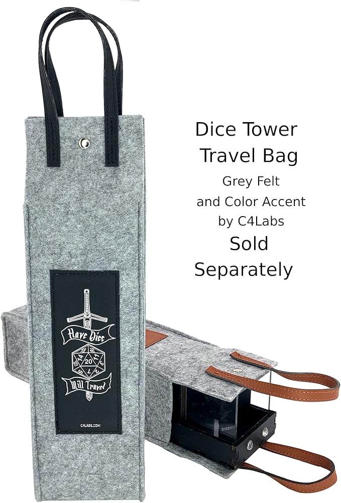 C4Labs Tall Velvet Lined Dice Tower - Softer Sound - Color Options (Tower W/Gunstock Tray)