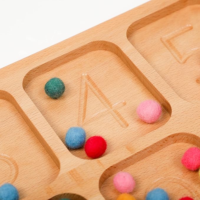 BLUE GINKGO Number Sorting Tray - Wooden Counting, Sorting and Number Tracing Toy - Montessori STEM Math Counting Toys for Preschool Math - Toddler Learning Toys for 3 Year Olds (15.7 x 7.8 Inches)