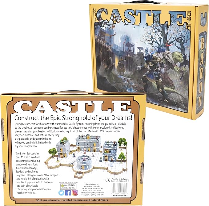 Baron Keep Castle Set - Mini Dungeon Castle Cavern DND Terrain for Tabletop RPGs, Dungeons & Dragons, Pathfinder, War Gaming, and More! by DCD (168+pcs, 4sqft, 16areas)
