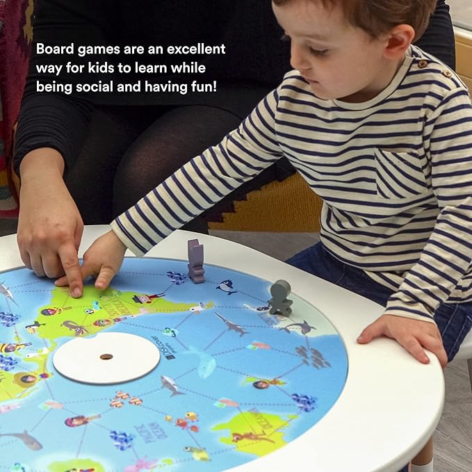 Stokke MuTable DISKcover, We R The World - Double-Sided Play Board - Includes Board Game, Puzzle, 2 Dice, 4 Tokens & 86 Playing Cards - for Ages 3-8