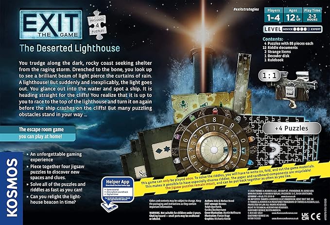 EXIT: The Deserted Lighthouse (With Jigsaw Puzzle) | Exit: The Game - A Kosmos Game | Family-Friendly, Jigsaw Puzzle-Based at-Home Escape Room Experience for 1 to 4 Players, Ages 12+