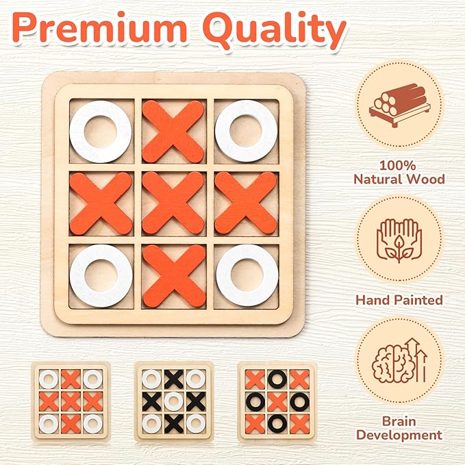 24 Pcs Wooden Tic Tac Toe Game Mini Board Game Xo Chess Board Tic Tac Toe Family Birthday Party Favors Goody Bag Stuffer