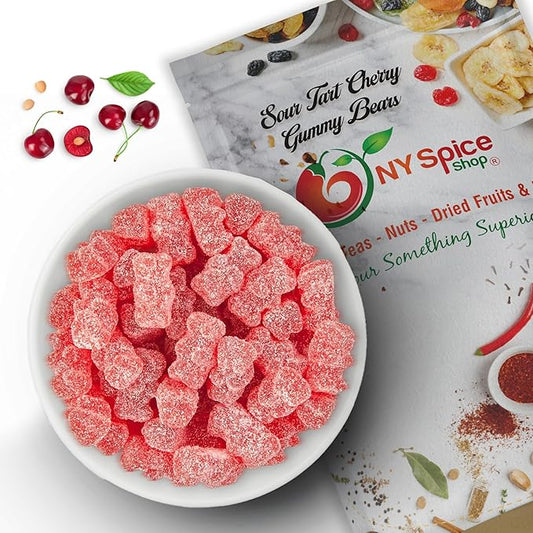 NY Spice Shop Cherry Sour Gummy Bears Bulk - 3 Pound Gummies Bears Candy - Sour Gummies Fruit Snacks - Chewy Super Candy - Flavor Gummy Candies - Gummi Bear Gift For All Occasions