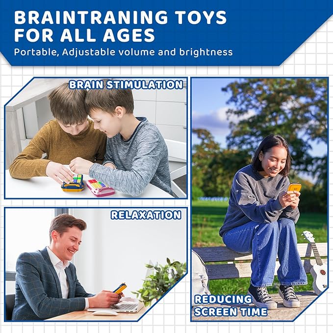 Logical Puzzle Toys, Hand Held Travel Games for Kids and Adults, Brain Teaser Toys Road Trip Activities for Boys and Girls, Birthday Easter Basket Stuffers (Blue)