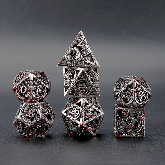 AncientDeer 7pcs Metal Polyhedral Dice Set - Hollow Pure Copper D&D Dice, Used for Dungeon and Dragons, Role-play RPG Games