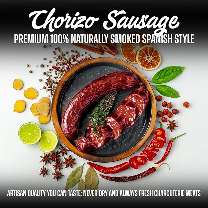 Zick’s Specialty Meats Spanish Chorizo Sausage (8oz) | Healthy & Organic Spanish Chorizo | Premium Naturally Cured Charcuterie Meat Series | Smoked & Dried Sausage | Gourmet Food | High-Protein Snack
