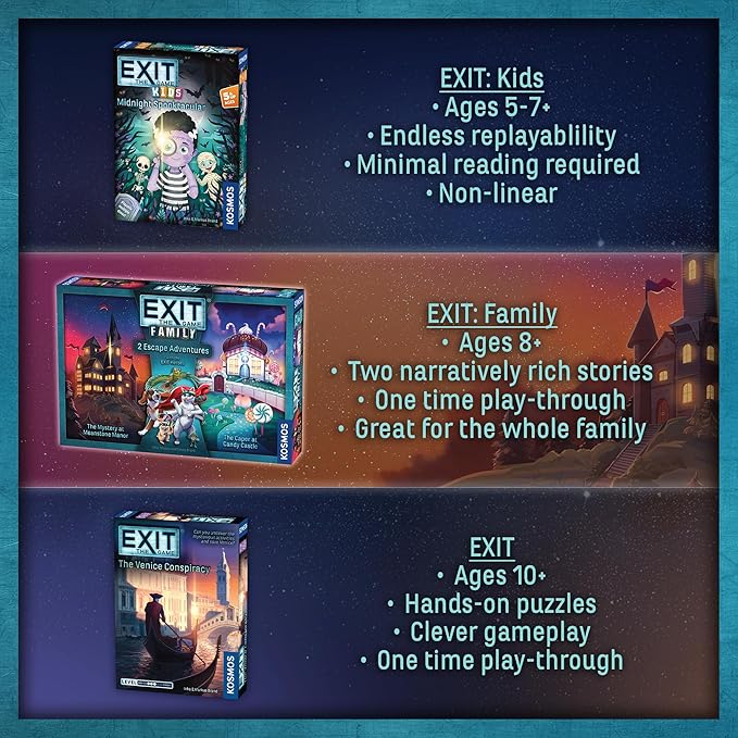 EXIT: The Game - Family - 2 Escape Adventures, at-Home Escape Room, Co-Operative Game, Family Activity, Brainteasers, 2-4 Players