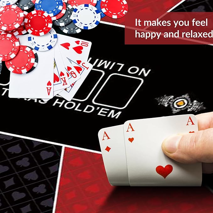 nuveti 79 x 39 Foldable Texas Poker Card Tabletop Layout Portable Anti-Slip Rubber Board Game Mat Smooth Premium Surface, Noise Reduction Poker Mat for Table