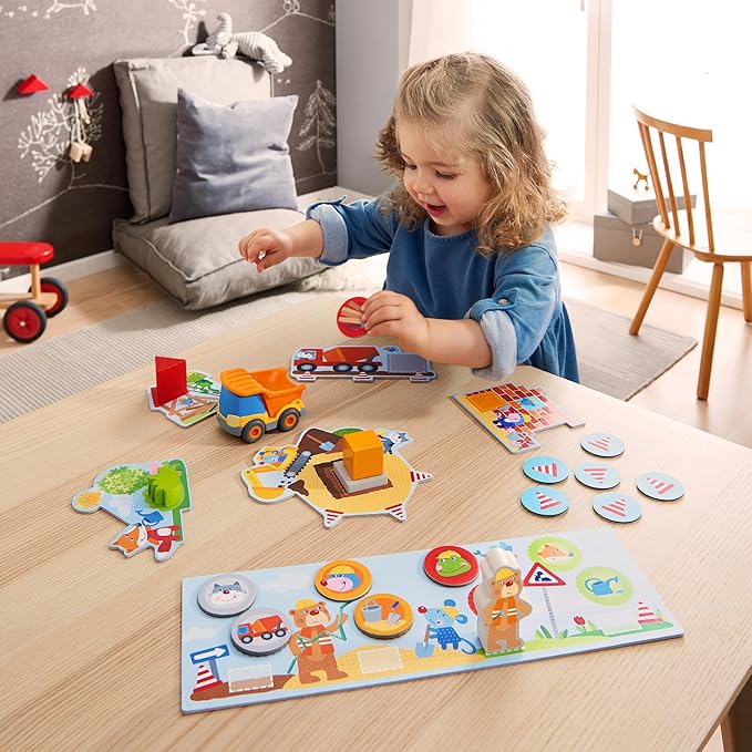 HABA My Very First Games Building Site, A Cooperative Learning Kids Game, Toddler Learning Activities & Games for 2+ Year Olds with Included Toy Truck