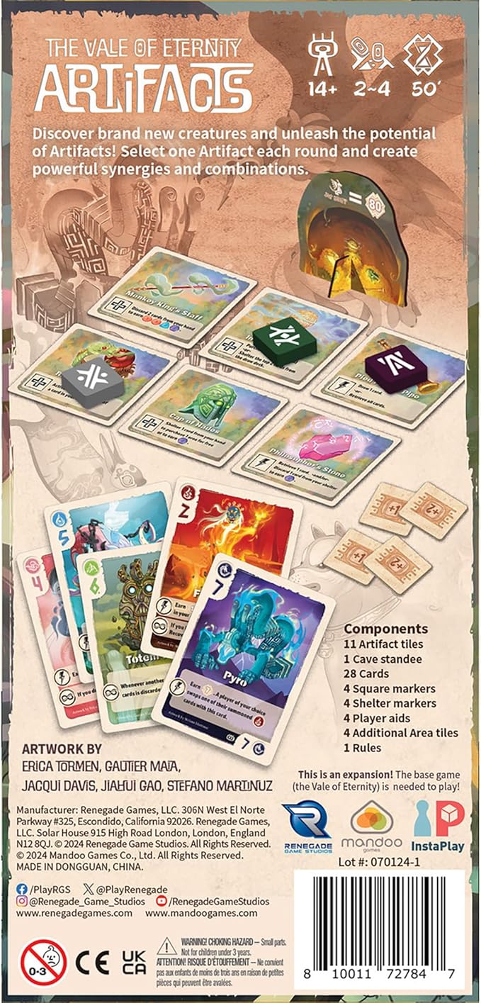 Renegade Game Studios: The Vale of Eternity: Artifacts Expansion - Drafting Collection Card Game, Tame & Hunt Monsters/Creatures, Age 14+, 2-4 Players