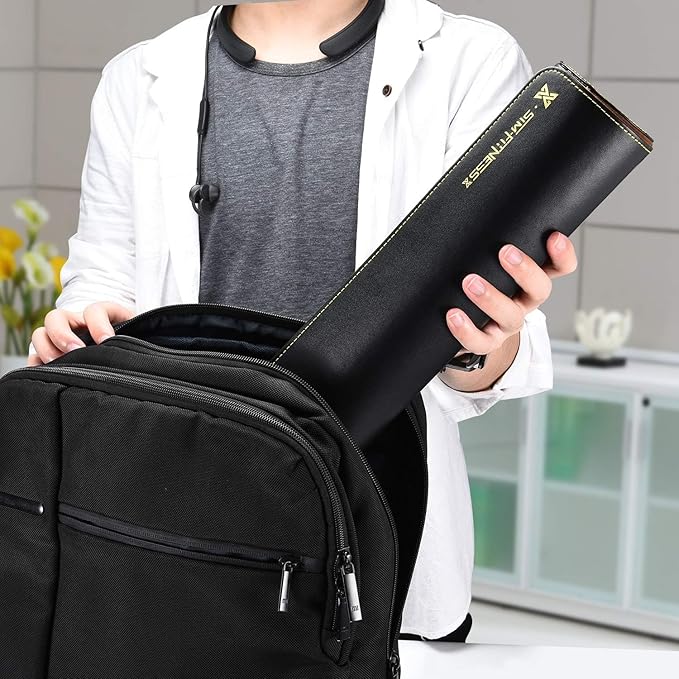 2 Set Leather Dice Cups, 10 Black Dice Cups + 50 Dice +2 Exclusive Storage and Transport Case Made of Faux Leather (Black)