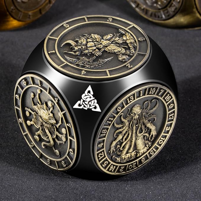 7 in 1 Spinner DND Dice Set D&D, Metal D and D Dice with Gift Box, Dungeons Dragons Role Playing Dice, Black Bronze