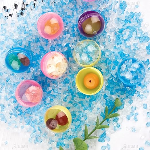 AUEAR, Colorful Small Round Capsules 1.1 Inch Vending Machine Empty Plastic Gumball Containers for Party Favor Prize (50 Packs)