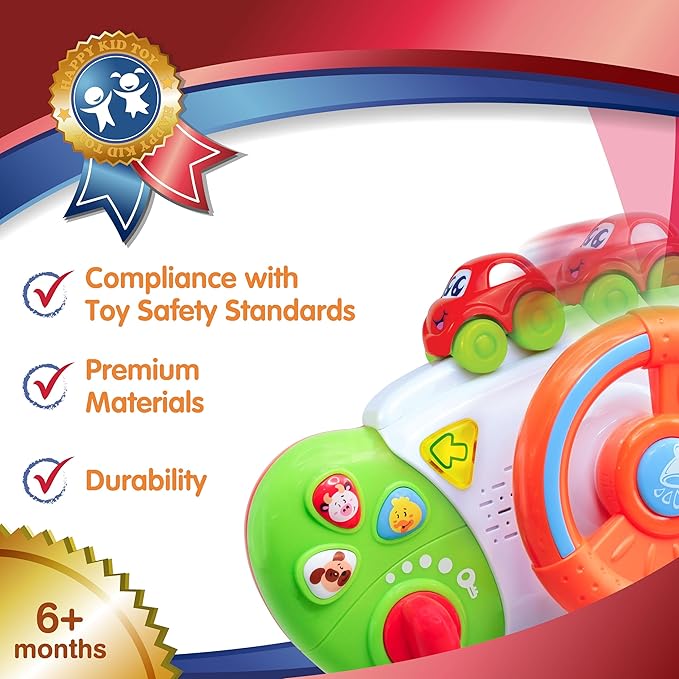 My First Baby Stroller Toy, Toddler Steering Driving Wheel, Car Seat Educational Learning Driver Toys, Pretend Drive Dashboard, Infant Baby Preschool Gift 6 7 8 9 10 11 12 Month 1 Year Old