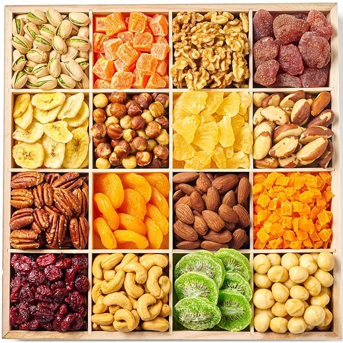 Nuts & Dried Fruit Gift Basket - XX- Large 16 Assortment of Sweet & Roasted Salted Nuts & Dried Fruit - Assorted Food Gift Box Birthday, Family, Sympathy, Men & Women