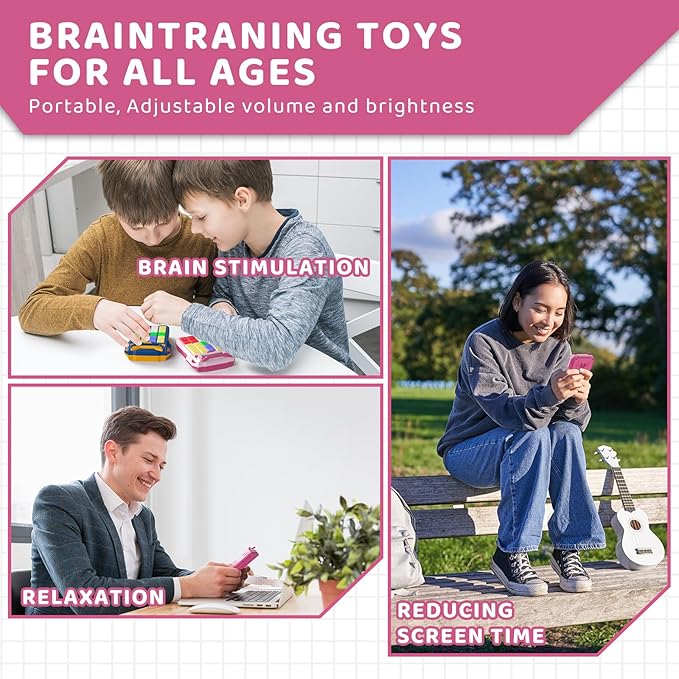 Logical Super Slide Puzzle, Hand Held Travel Games for Kids and Adults, Brain Teaser Toys Road Trip Activities for Boys and Girls, Birthday Easter Basket Stuffers (Pink)