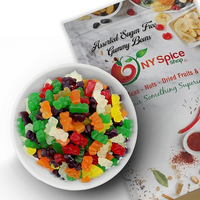 NY Spice Shop Assorted Sugar Free Gummy Bears Bulk - 3 Pound Gummies Bears Candy - Gummies Fruit Snacks - Chewy Candy - Flavor Gummy Candies - Gummi Bears Gift For All Occasions