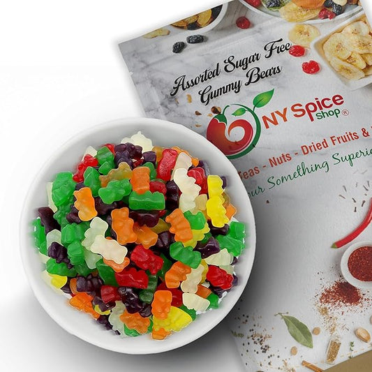 NY Spice Shop Assorted Sugar Free Gummy Bears Bulk - 1 Pound Gummies Bears Candy - Gummies Fruit Snacks - Chewy Candy - Flavor Gummy Candies - Gummi Bears Gift For All Occasions