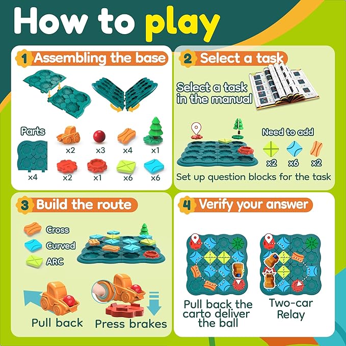 Kids Toys STEM Board Games - Logic Road Builder Brain Teasers Puzzles for 4 5 6 7 Year Old Boys Girls, Educational Montessori Birthday Gifts for Ages 4-8 Preschool Classroom Learning (30 PCS)