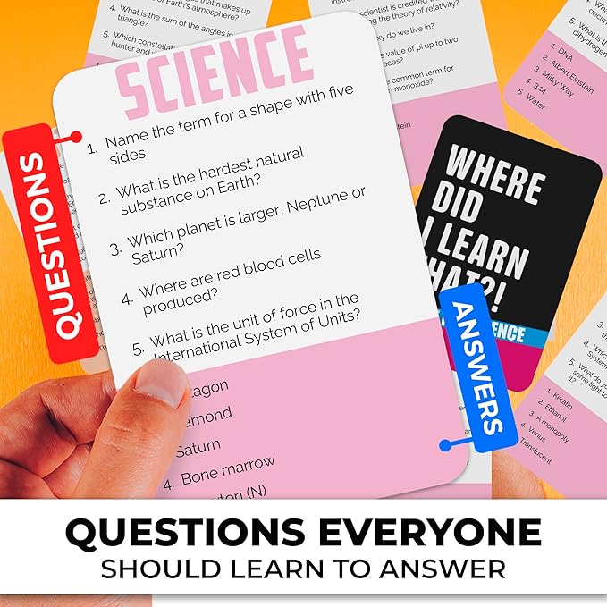 QUOKKA Trivia Card Game with 500 Questions in Science – Trivia Games for Adults, Teens, and Families – Trivia Cards with Answers – Great Board Games Trivia for Family Party and Game Night