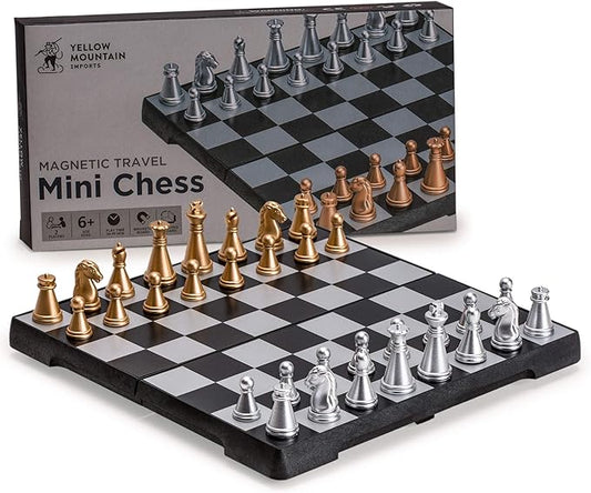 Yellow Mountain Imports Travel Magnetic Chess Mini-Set (6.3 Inches) - Compact, Folding, Educational Board Game