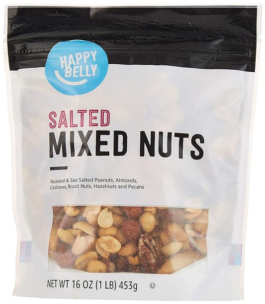 Amazon Brand - Happy Belly Mixed Nuts with Peanuts, Roasted & Sea Salted, 1 pound (Pack of 1)