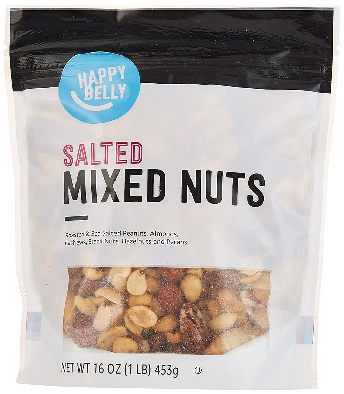 Amazon Brand - Happy Belly Mixed Nuts with Peanuts, Roasted & Sea Salted, 1 pound (Pack of 1)