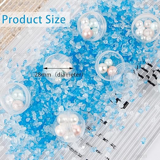 AUEAR, 50 Pack Translucent Small Round Capsules 1.1 Inch Vending Machine Empty Plastic Gumball Containers for Party Favor Prize