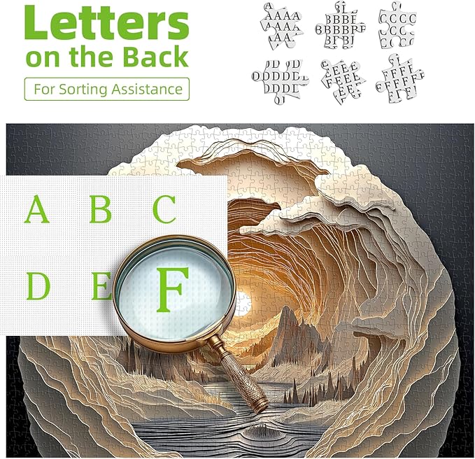 3D Visual Art Puzzles for Adults 500 Pieces Cave Dawn Jigsaw Puzzles for Adults Beautiful Landscape Puzzles 500 Pieces Challenging Family Puzzle