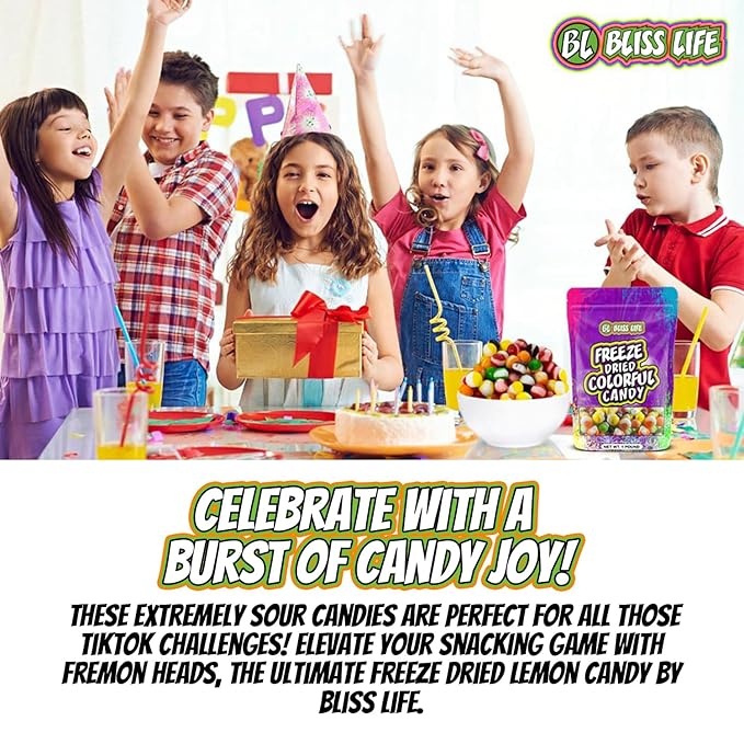 Fremon Heads Freeze Dried Lemon Fruit Candy from TikTok, ASMR Crunchy Candy, Sweet and Sour Kids Snacks, Unique Novelty Snack for Kids 4OZ