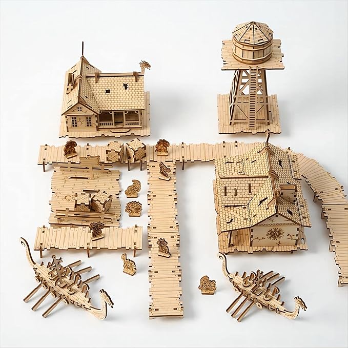 3D Wooden Puzzles Viking Port Invasion Model Kits, Brainteaser and Puzzle for Christmas/Birthday,Gifts for Adults and Teens to Build Combination