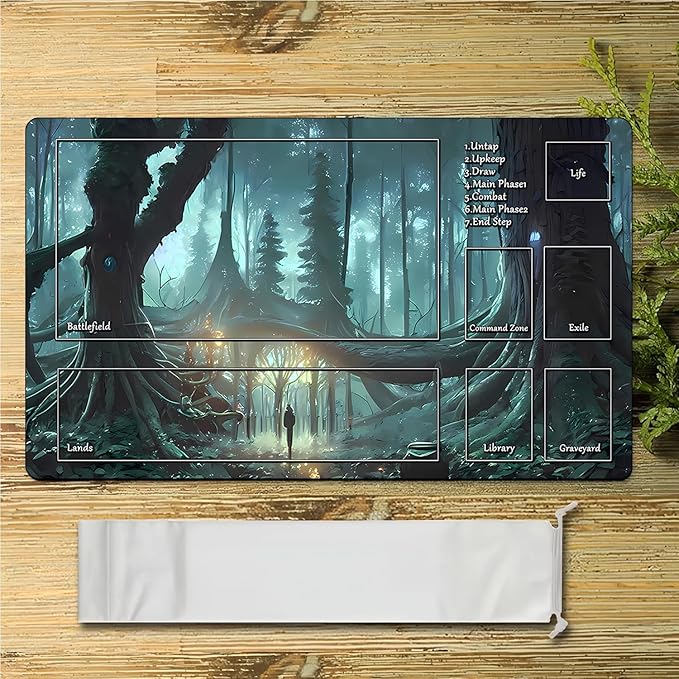 MTG Playmat, Game Play Mat for MTG TCG 24 x 14 inches Trading Card Inked Game Playmats with Storage Bag Smooth Rubber Surface Battle Game (Playmat 1)